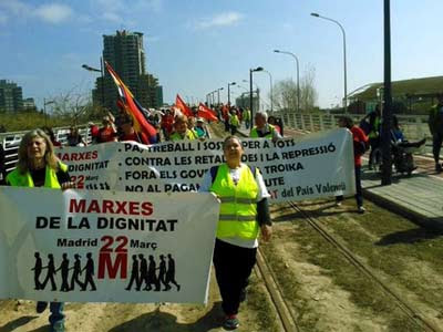 Una de las Marchas por la Dignidad que se dirigen hacia Madrid.
