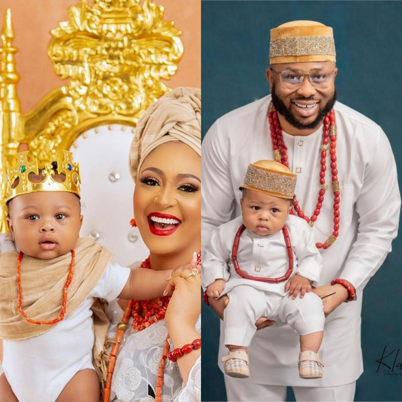 Olakunle Churchill and Rosy Meurer show their son