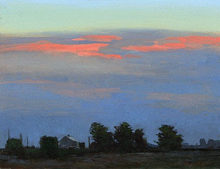 Marc Bohne - Oil Landscape Paintings - Dawn Sky Near Ballina, 8 x 10 inches, oil on panel