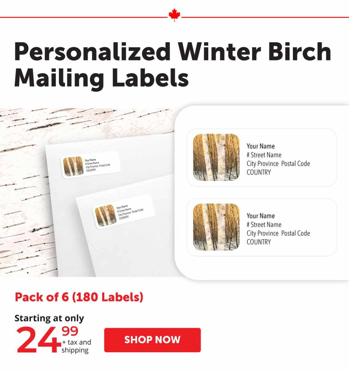 Winter Birch Mailing Labels
