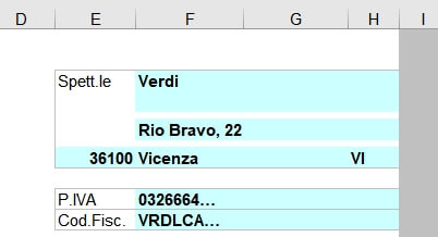 dati indirizzo cliente verdi