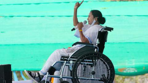 
West Bengal Chief Minister Mamata Banerjee during an election campaign rally for State Assembly polls, in Nadia, Monday, April 12, 2021. File,
