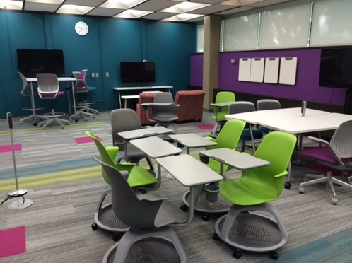image of an active learning classroom with movable furniture