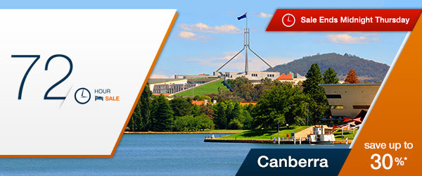 Save Up to 30% OFF Canberra Hotels Just For 72 Hours Only at Expedia.com.au