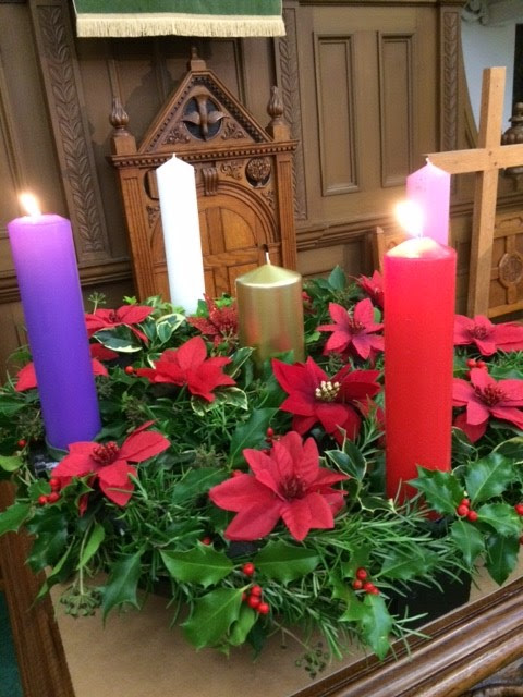 Two Advent candles lit