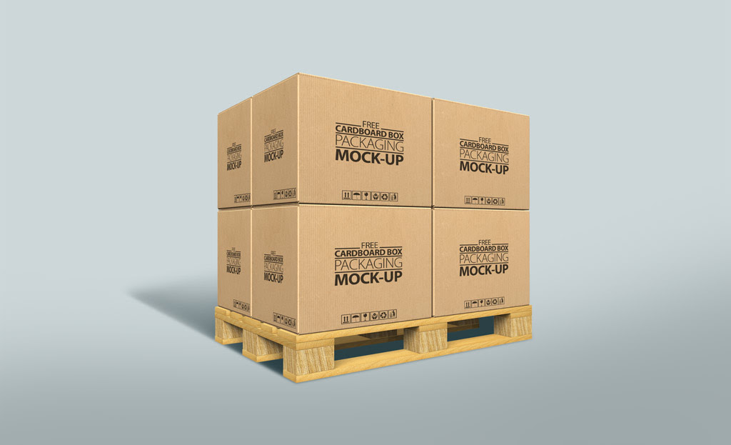 Cardboard Boxes on Pallet Mockup Mockup World