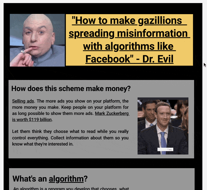 How to make gazillions spreading misinformation with algorithms like Facebook
