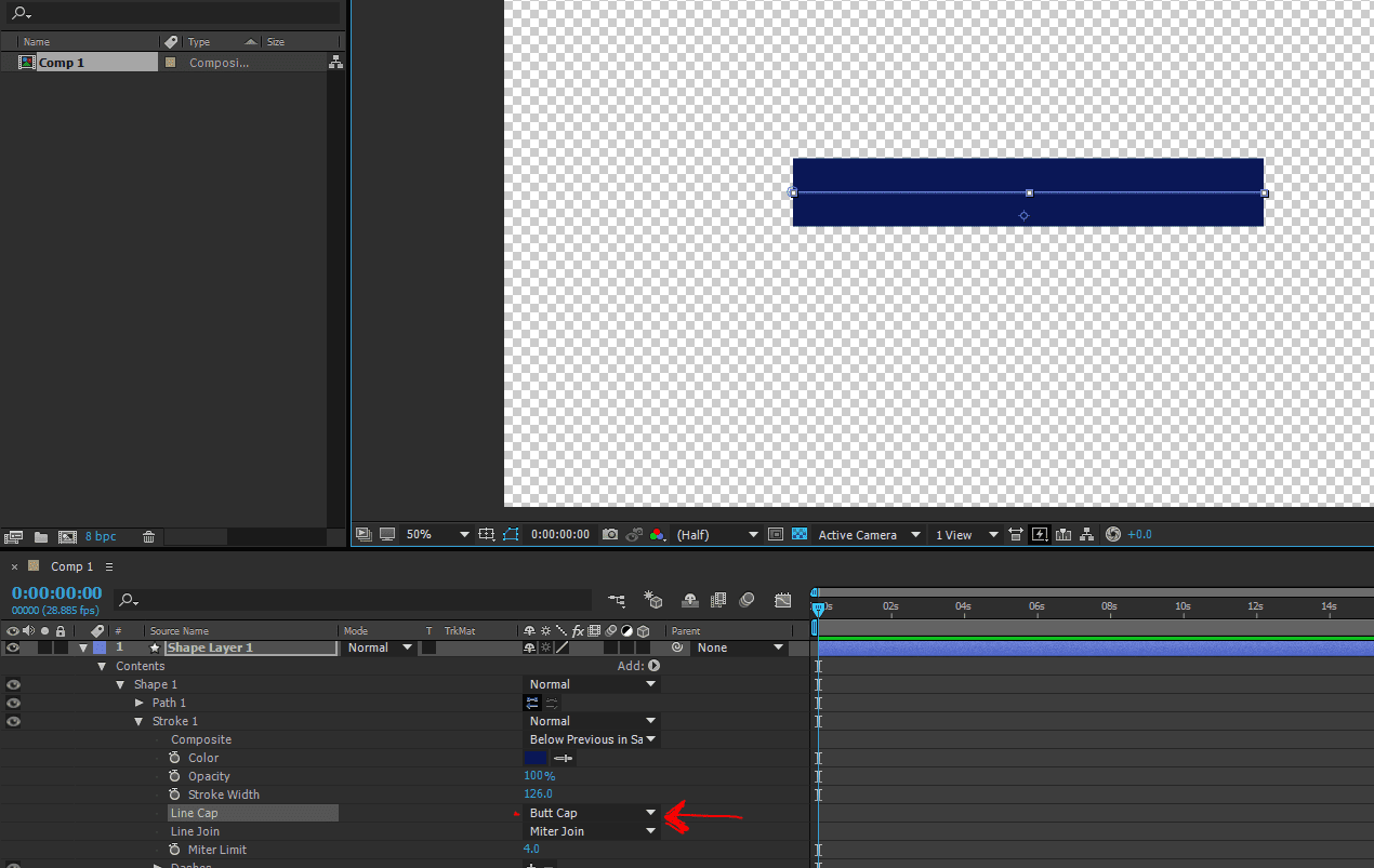 "Stroke Effect" in After Effects does a rounded corner. Graphic