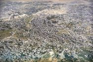 Aerial view of Yemenite Village of HaShiloach, Old City of Jerusalem and Mt. of Olives.