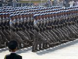 Chinese military personnel march during the parade to commemorate the 70th anniversary of the founding of Communist China in Beijing, Tuesday, Oct. 1, 2019. (AP Photo/Ng Han Guan)