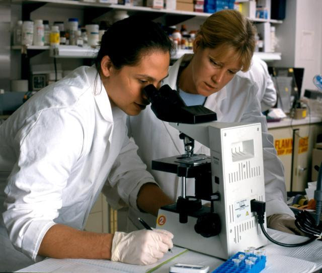NIAID scientists studying the human immune response to HIV. Credit: NIAID