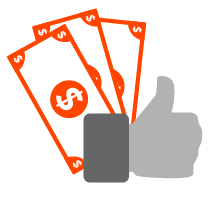 money with thumbs up icon