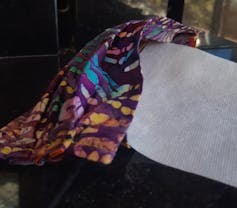Pocket mask with an insert of washable spunbond industry-grade polypropylene. (Jonathan Clase)