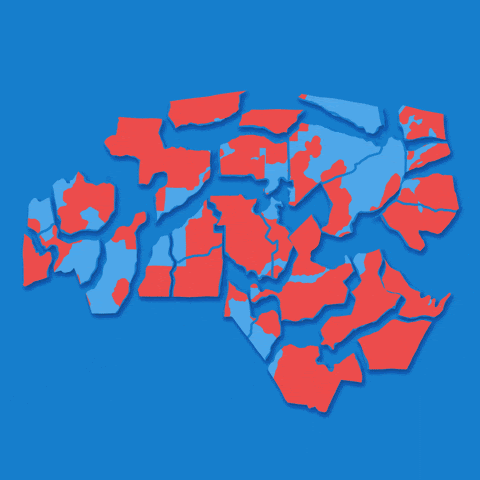 Image of a cut up USA and someone breaking a pencil. The words on top read "end gerrymandering so voters pick their leaders" on it