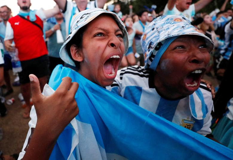 Argentina fans in Buenos Aires celebrate qualifying for the World Cup semi finals. REUTERS/Agustin Marcarian