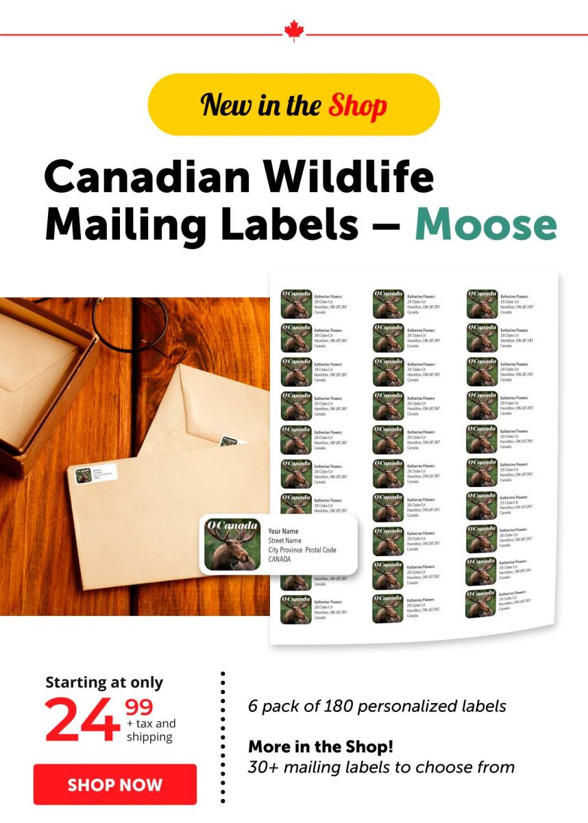 Canadian Wildlife Mailing Labels - Moose