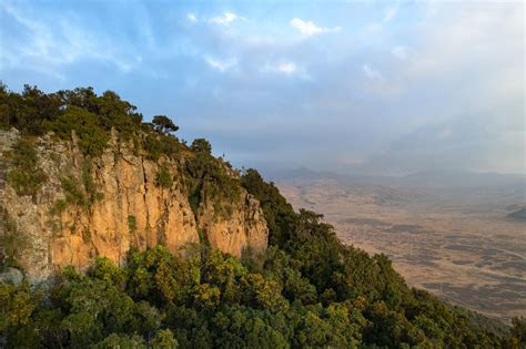 Picturesque mountain range with towering peaks