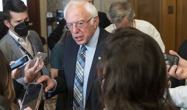 Sen. Bernie Sanders, I-Vt., speaks with reporters, Wednesday, Oct. 27, 2021, on Capitol Hill in Washington. (AP Photo/Jacquelyn Martin)