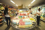 Belgian Jews shop in a kosher grocery store in Antwerp