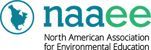 Green and blue NAAEE logo with a flat icon of North America in a circle on the left