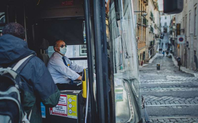 mask on bus