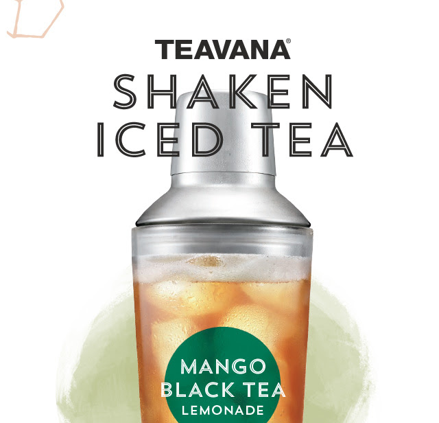 Teavana® Shaken Iced Tea. Mango Black Tea Lemonade. We take premium tea, add ice, then shake it by hand to unlock the vibrant flavors. Say ”hello” to your summer afternoon pick–me–up. See our cold side.