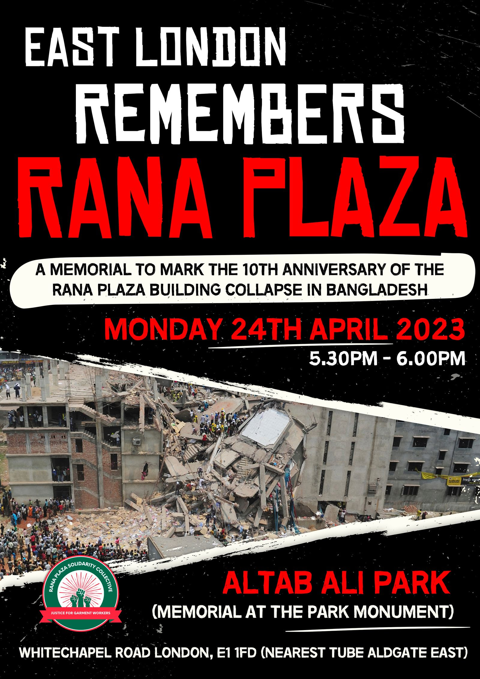 East London Remembers Rana Plaza poster