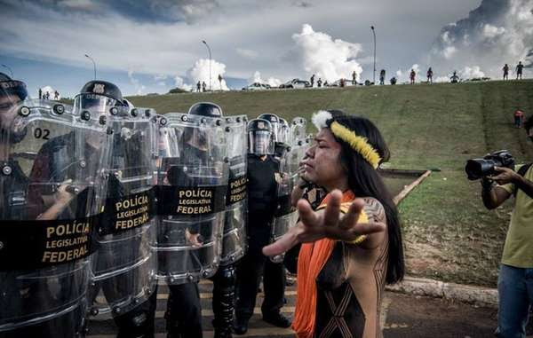 Brazilian Indians have been protesting in Brasilia against the government&apos;s anti-indigenous proposals.