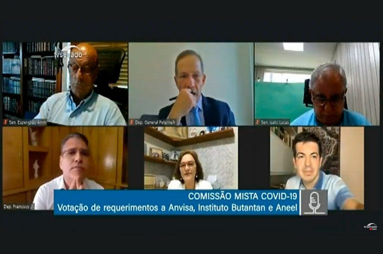Deputados e senadores em reunião virtual