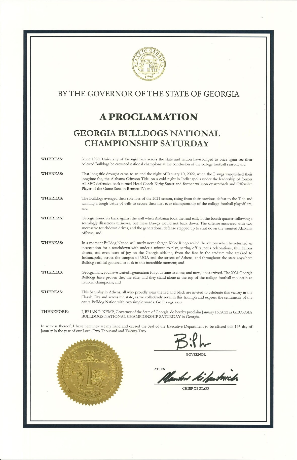Georgia Bulldogs National Championship Saturday