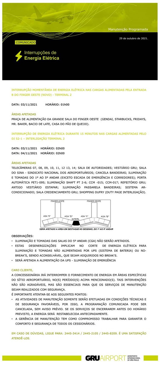 COMUNICADO GR AIRPORT  - Interrupção de Energia El