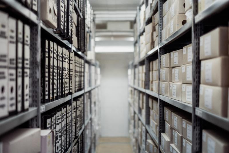 shelves of stored documents