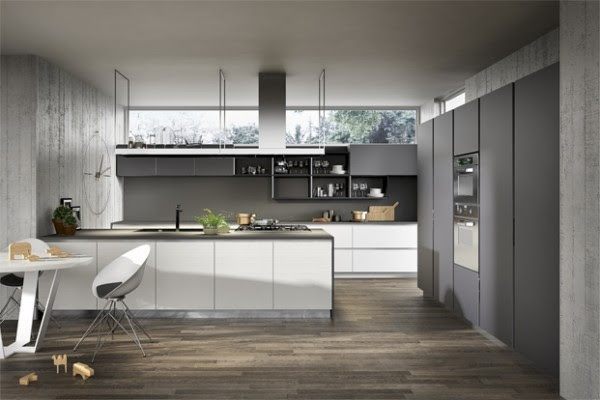 Gray white kitchen