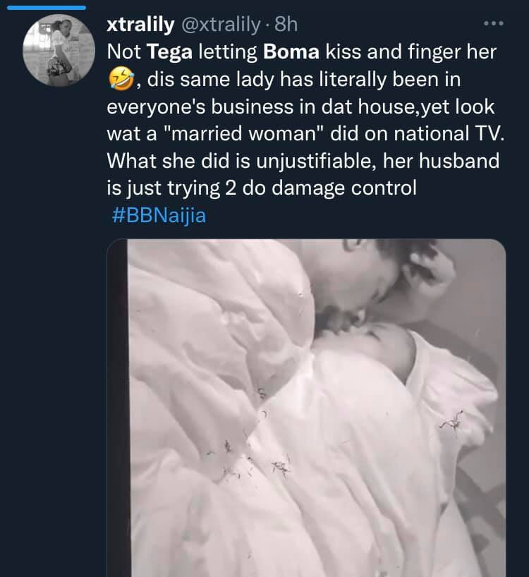 #BBNaija: Nigerians react to videos of Tega and Boma making out