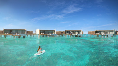 Water villas in the Mandarin Oriental Bolidhuffaru resort