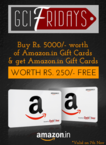 Get gift code of Rs. 250 on the purchase of Rs. 5000 Amazon Gift Card