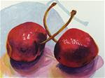 Two Cherries, 10.5 x 14 Watercolor, Still Life - Posted on Wednesday, January 28, 2015 by Donna Pierce-Clark