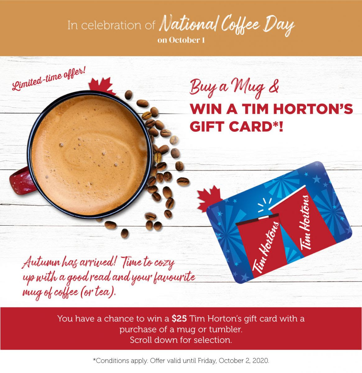 Gift Card Giveaway! $25 Tim Horton’s Card