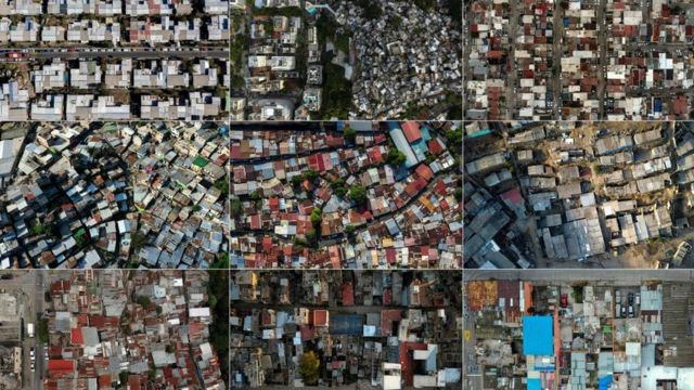 Imagens de Santiago, Rio de Janeiro, Tijuana, Cidade do Panamá, Lima, Guatemala, Buenos Aires e Ciudad Bolívar, ao sul de Bogotá
