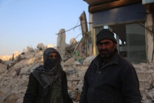 Abu Ali and Umm Ali in the Syrian city of Jindiris [Photo by Asaad Al Assad][