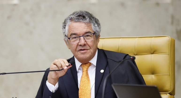 Ministro Marco Aurélio Mello durante uma das sessões do Supremo Tribunal Federal, quando ainda estava na Corte