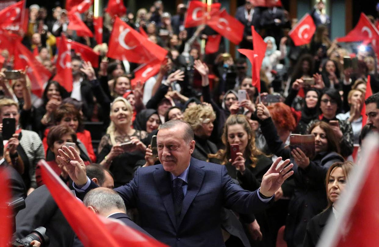 Turkish President Recep Tayyip Erdogan greeted supporters in Ankara on Wednesday.