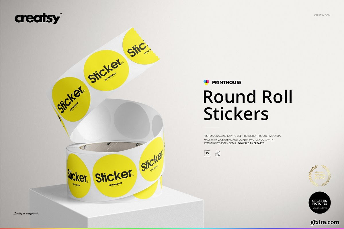 CreativeMarket Round Roll Stickers Mockup Set 3912519 Â» GFxtra
