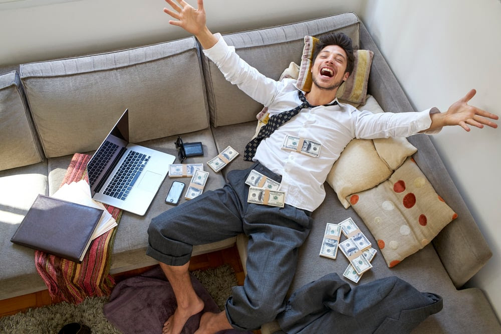 Man enjoying his money Man enjoying his money