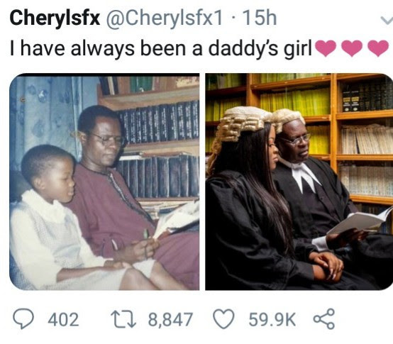 Woman and her lawyer father go viral as she recreates a childhood photo with him, after being called to the bar
