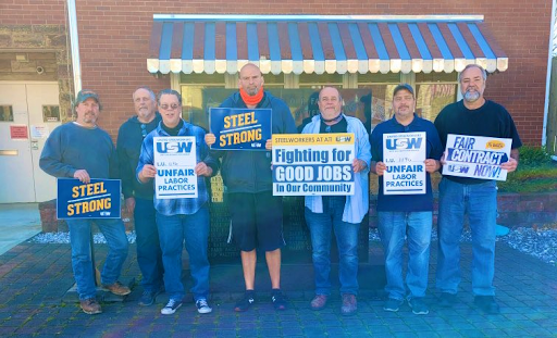 John Fetterman alongside union steelworkers