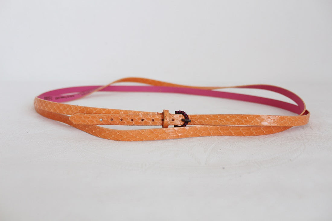 LES NEREIDES DESIGNER SNAKE SKIN ORANGE BELT