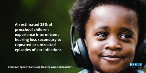 An estimated 35% of preschool children experience intermittent hearing loss secondary to repeated or untreated episodes of ear infections.