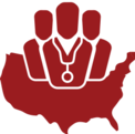 clipart of medical professionals over a map of the us