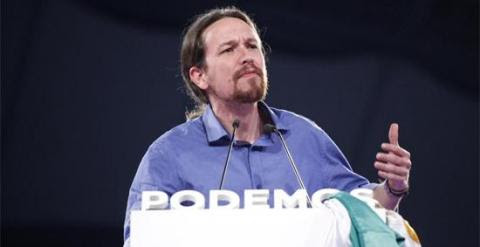 El líder de Podemos, Pablo Iglesias, durante su intervención en el acto de cierre de campaña de las elecciones andaluzas del 22-M. PODEMOS